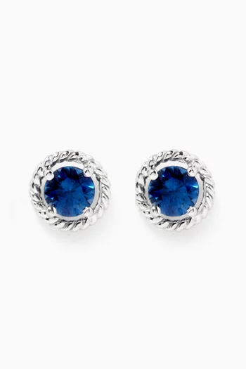 Salasil Blue Sapphire Earrings in 18kt White Gold, Small   