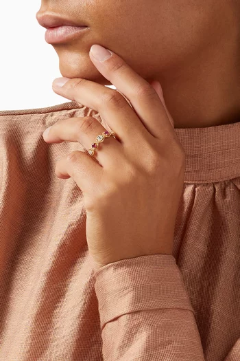 Salasil Quintet Diamond Ring with Ruby in 18kt Rose Gold     