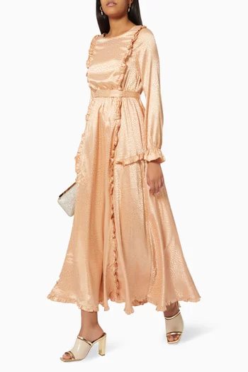 فستان فيوليت كشكش ستان بملمس بارز