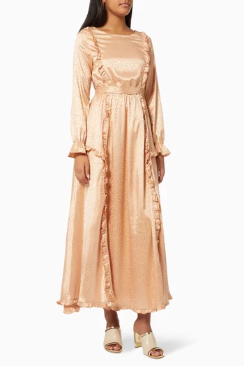 فستان فيوليت كشكش ستان بملمس بارز