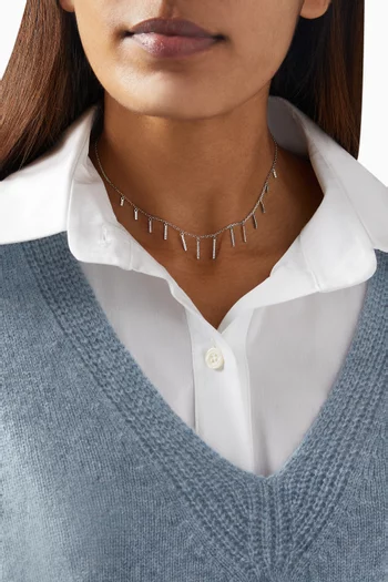 Diamond Bar Necklace in 18kt White Gold