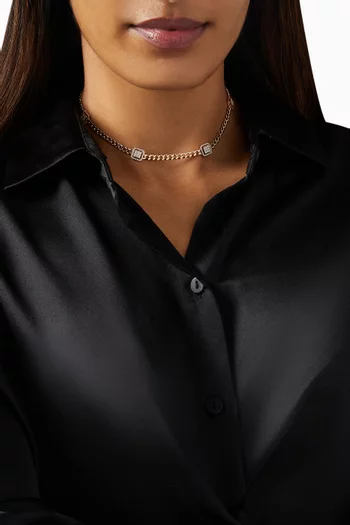 Quwa Square Diamond Necklace in 18kt Rose Gold      