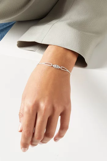 Floral Diamond Motif Pavé Band Bracelet in 14kt White Gold 