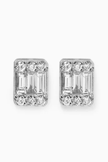 Mystery Set Diamond Studs in 14kt White Gold 
