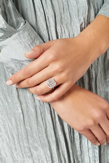 Mystery Set Double Frame Diamond Ring in 14kt White Gold 