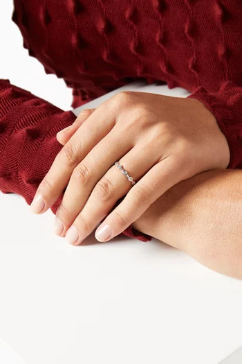 Diamond Station Ring in 14kt White Gold 