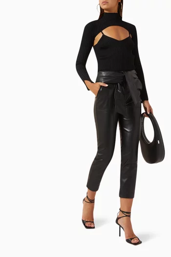 Tessa Tie Waist Pants in Vegan Leather