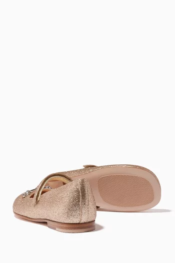 Horsebit Ballerinas in Gittery Leather 