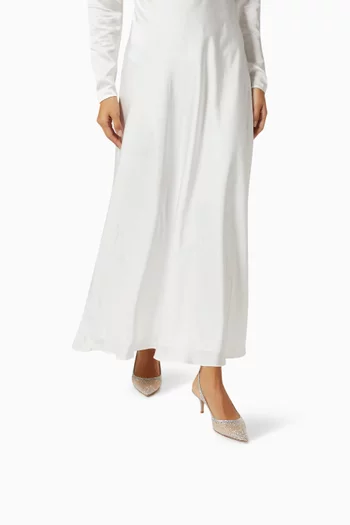 Regina 55 Sling Pumps in Crystal Mesh & Suede 