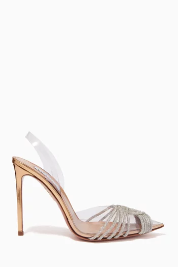 Gatsby 105 Crystal-embellished Slingback Pumps in PVC and Leather