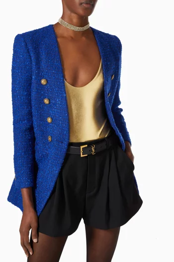 Cassandre Belt with Square Buckle in Grained Leather