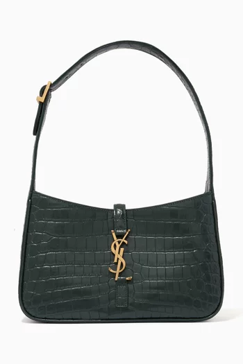 Le 5 À 7 Hobo Bag in Crocodile-embossed Shiny Leather