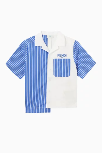 Striped Asymmetrical Shirt in Cotton Poplin