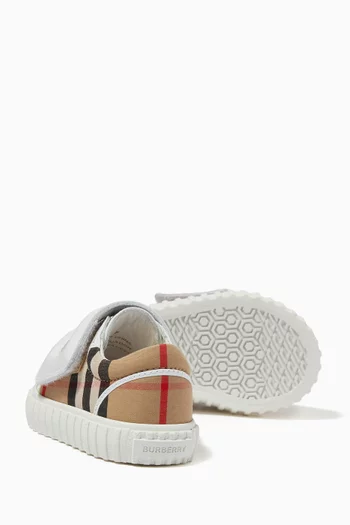 Mark Check Sneakers in Cotton & Leather  