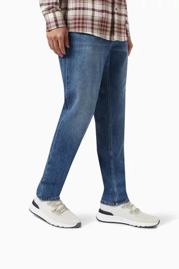 Low Top Sneakers in Perforated Cotton Knit