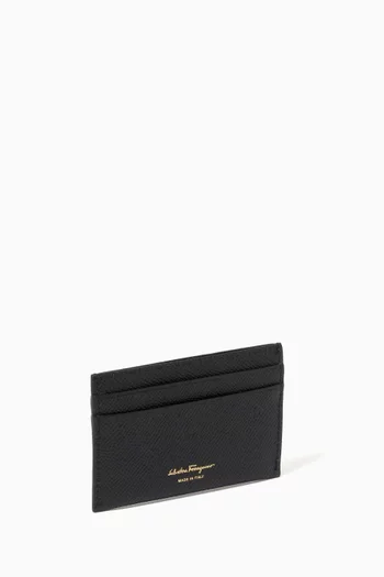 Gancini Card Holder in Hammered Calfskin   
