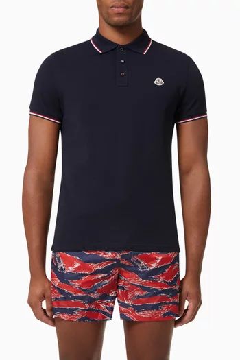 Tipped Polo Shirt in Cotton Piqué