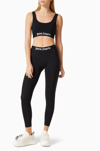 Logo Sports Bra in Stretch Nylon      