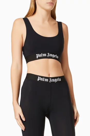Logo Sports Bra in Stretch Nylon      