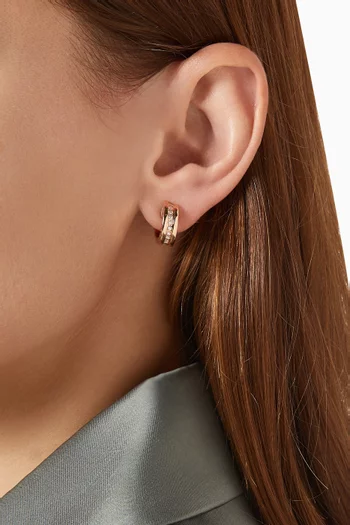 أقراط بي.زيرو 1 دائرية مرصعة بالماس ذهب وردي عيار 18