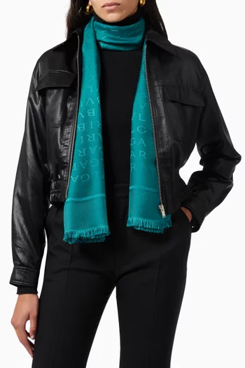 وشاح صوف وحرير فاخر بنقشة شعار الماركة