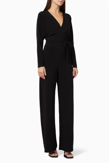 Reversible Dolman Wrap Jumpsuit in Poly Lycra  