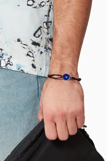UAE Map Coin Enamel Bracelet in Sterling Silver & Fabric