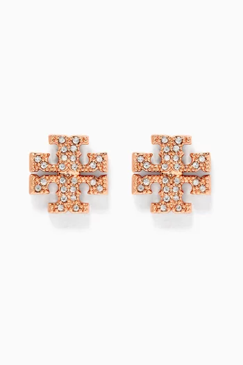 Kira Pavé Stud Earrings in 18k Rose Gold-plated Brass