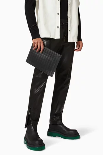 Flat Pouch in Intrecciato Leather    