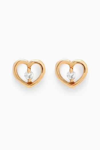 Heart Diamond Stud Earrings in 18kt Yellow Gold