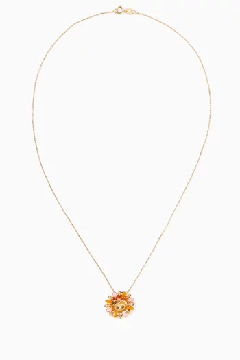 Flower Diamond & Enamel Necklace in 18kt Gold