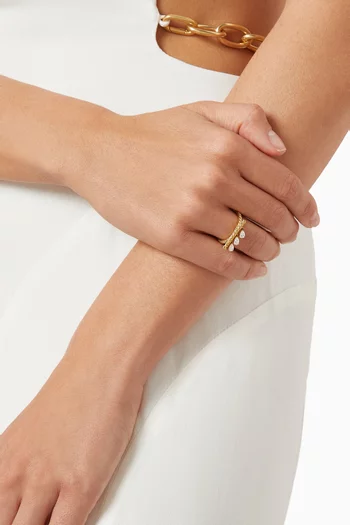 Rope Line Diamond Ring in 18kt Yellow Gold