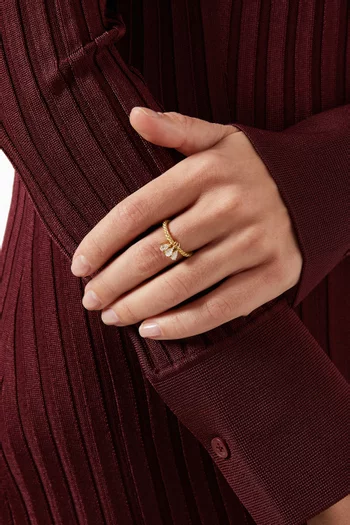 Rope Rectangle Diamond Ring in 18kt Yellow Gold