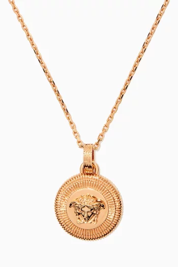 Medusa Coin Pendant Necklace in Brass 