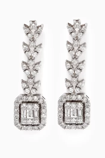 Sheaf Diamond Pendant Earrings in White Gold 