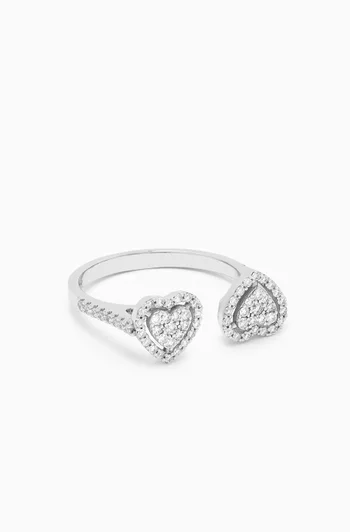 Heart Toi et Moi Diamond Ring in 14kt White Gold