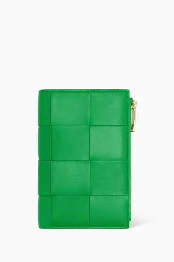 Bi-fold Zip Wallet in Intrecciato Nappa   