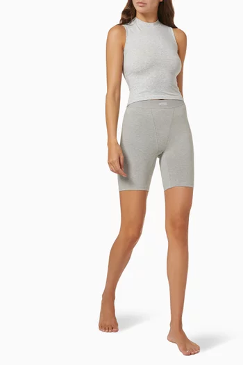 Mock Neck Tank in Stretch Cotton Jersey 