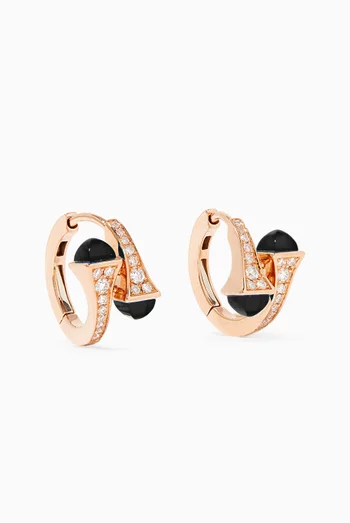 Cleo Black Onyx Diamond Huggie Earrings in 18kt Rose Gold