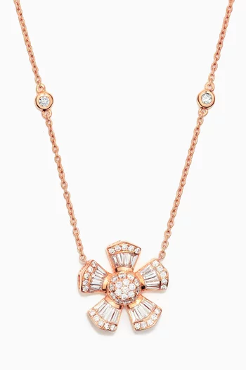 Fleur Large Diamond Necklace in 18kt Rose Gold