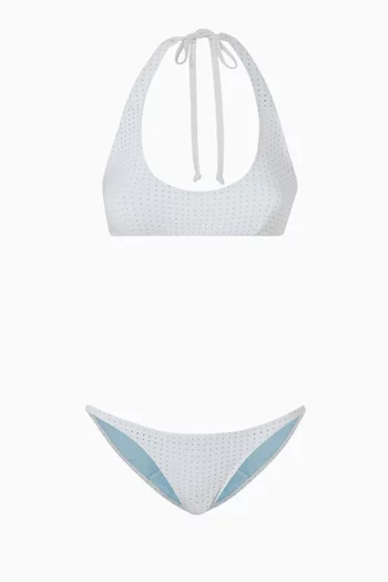 Amber Bikini Set in Perforated Stretch Nylon