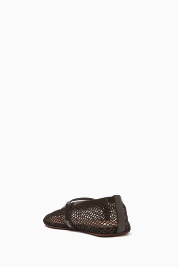 Fishnet Ballet Flats in Mesh & Patent Leather