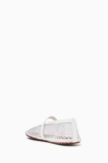 Fishnet Ballet Flats in Mesh & Patent Leather
