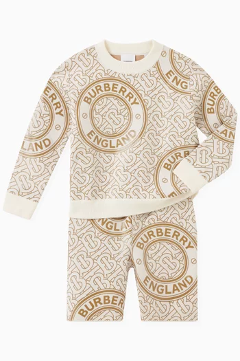 Logo Print Shorts in Wool Blend