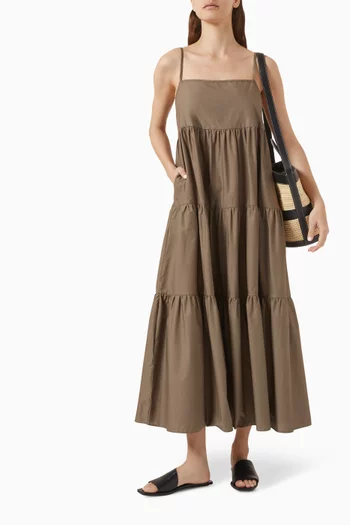 Tiered Midi Sundress in Organic Cotton-poplin