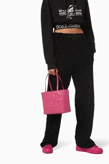 Small DG-embossed Logo Tote Bag in Calfskin