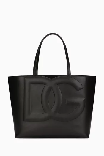 Medium DG-embossed Logo Tote Bag in Calfskin