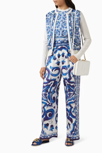 Majolica-print Cardigan in Silk-twill