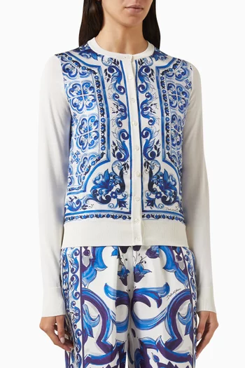 Majolica-print Cardigan in Silk-twill
