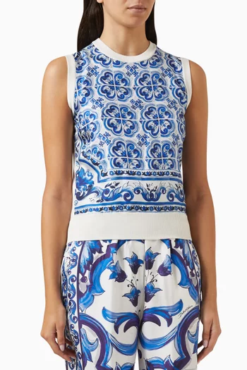 Majolica-print Sweater in Silk
